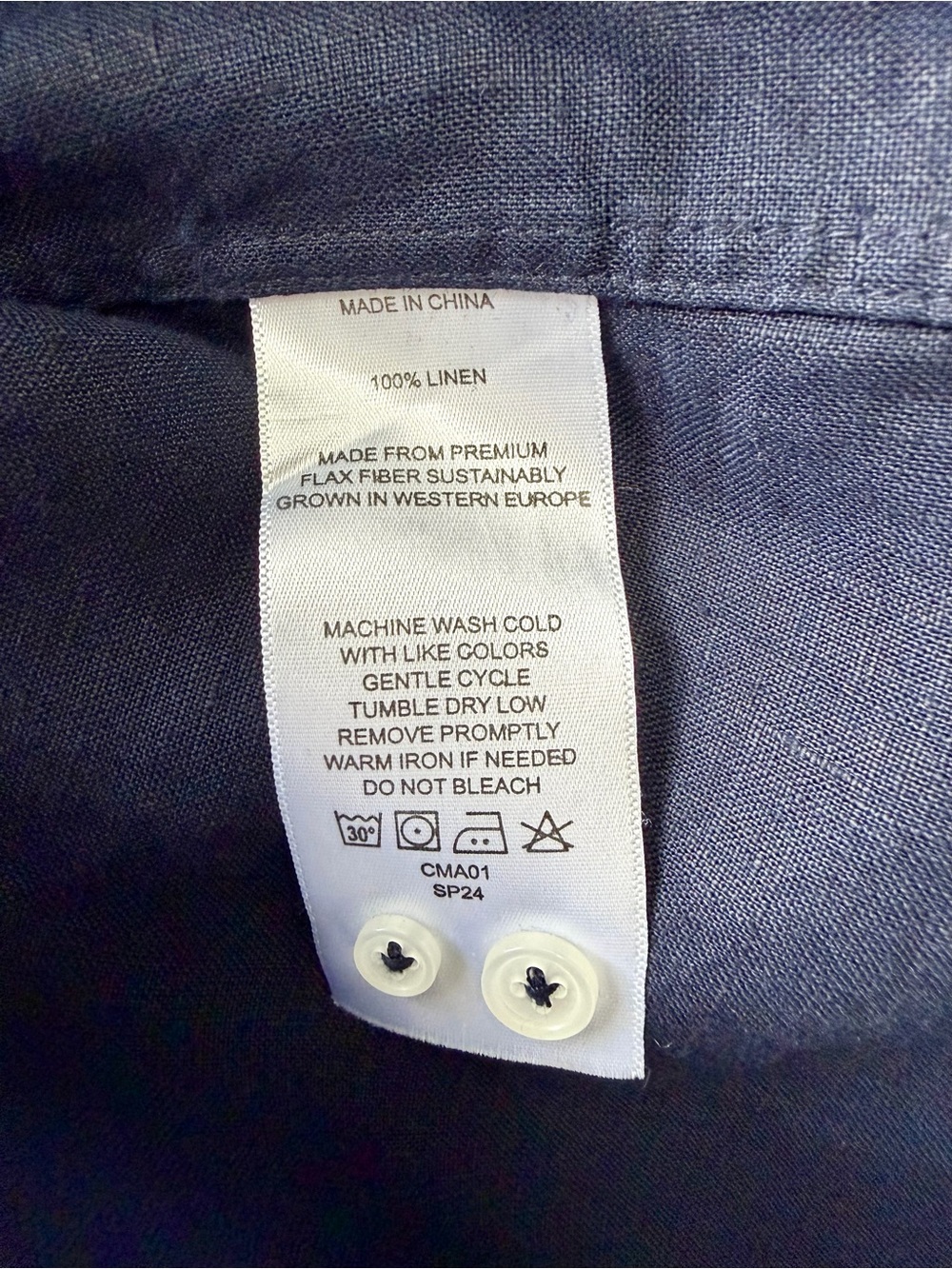 Quince 100% European Linen Long Sleeve Shirt in Deep Navy Size Medium EUC - Picture 9 of 10